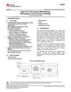 Single Cell Li-Ion/Li-Polymer Battery Manager w Impedance Track