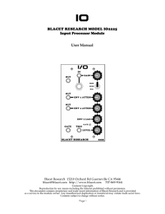 BLACET RESEARCH MODEL IO2225 Input Processor Module User