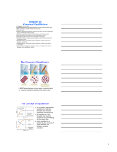 1 Chapter 15 Chemical Equilibrium The Concept of Equilibrium The