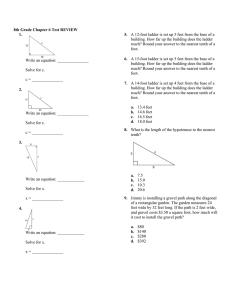 8th Grade Chapter 6 Test REVIEW 1. Write an equation: Solve for c