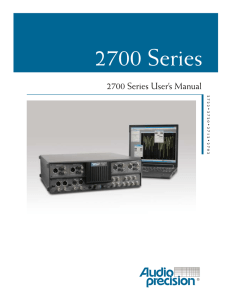 AUDIO PRECISION Series 2700 User also for SYS 20226