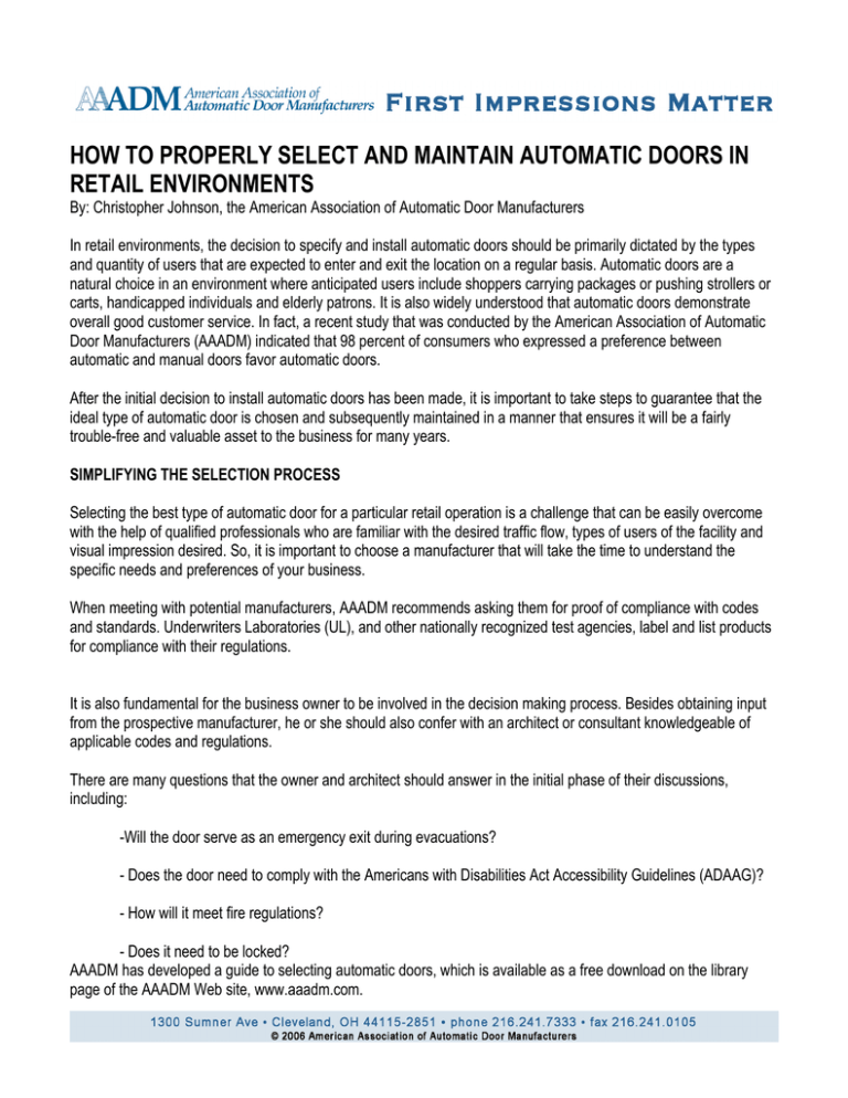 How To Properly Select And Maintain Automatic