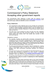 Commissioner`s Policy Statement: Accepting other
