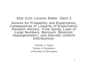 Stat 5101 Lecture Slides: Deck 2 Axioms for Probability