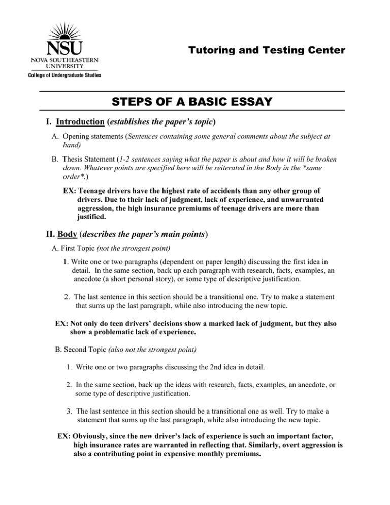 what are the steps of a basic essay