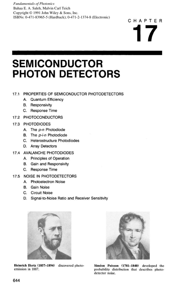 chapter17 Semiconductor Photon Detectors
