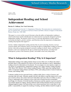 Independent Reading and School Achievement