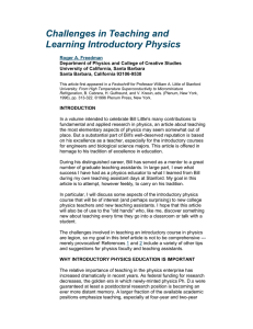 Challenges in Teaching and Learning Introductory Physics
