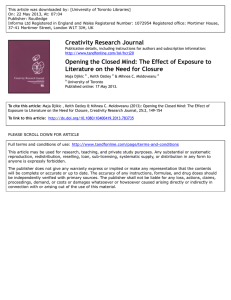Opening the Closed Mind: The Effect of Exposure to Literature on