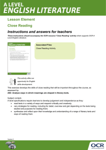 Close reading skills - Teacher instructions - Lesson element