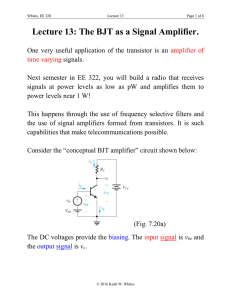 Lecture 13: The BJT as a Signal Amplifier.