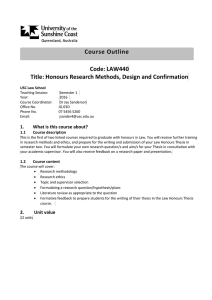 Course Outline Code: LAW440 Title: Honours Research Methods