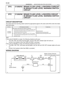 DTC C1202/52 BRAKE FLUID LEVEL LOW/OPEN CUIRCUIT IN