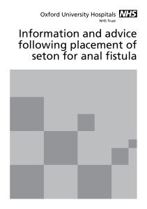 Information and advice following placement of seton for anal fistula