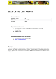ESAB Online User Manual