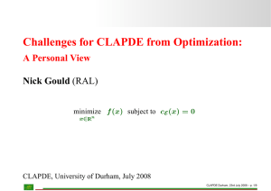 Challenges for CLAPDE from Optimization: