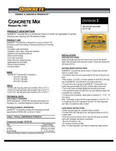 Concrete Mix Data Sheet