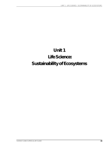 Unit 1 Life Science: Sustainability of Ecosystems