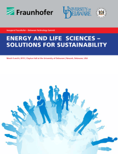ENERGY AND LIFE SCIENCES – SOLUTIONS FOR SUSTAINABILITY