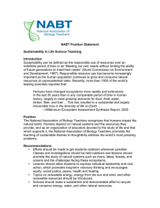 NABT Position Statement Sustainability in Life Science Teaching