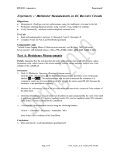 Experiment 1: Multimeter Measurements on DC Resistive Circuits