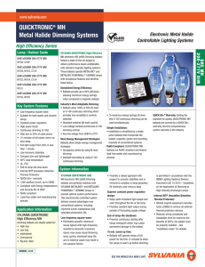 QUICKTRONIC® MH Metal Halide Dimming Systems