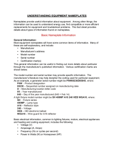 UNDERSTANDING EQUIPMENT NAMEPLATES