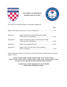 University of Richmond Honor Code Statutes