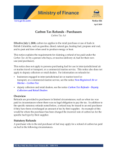 Carbon Tax Refunds - Purchasers