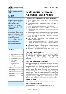 Multi-engine Aeroplane Operations and Training