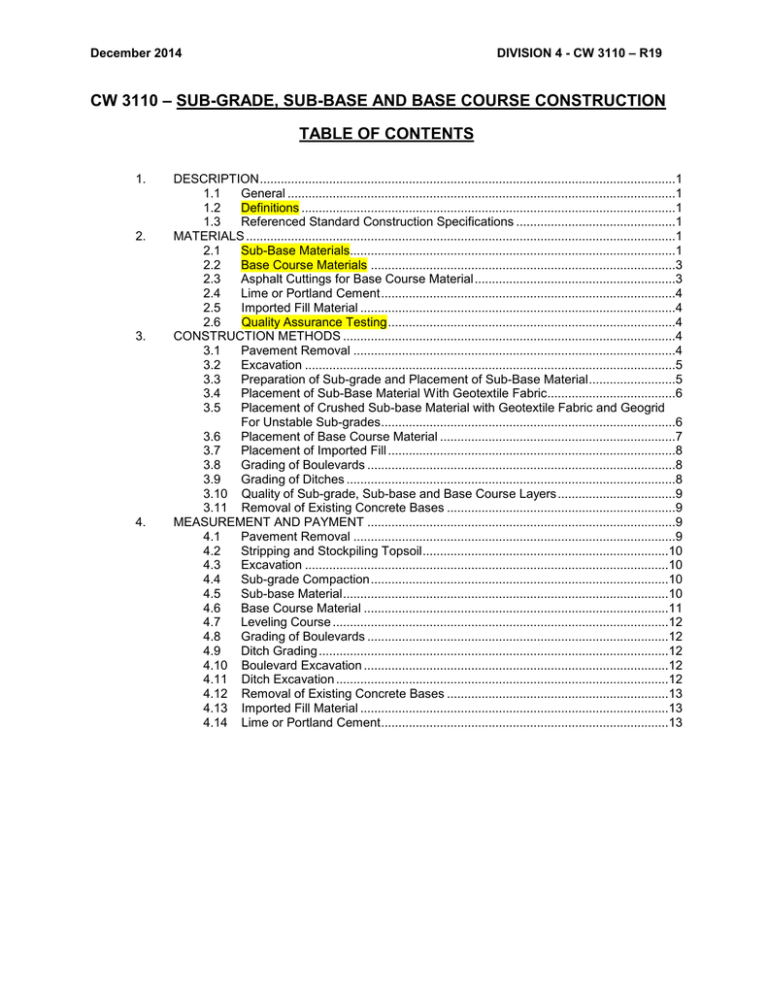 Standard Construction Specifications