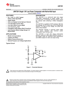 LMV7291 Single 1.8V Low Power Comparator with Rail-to