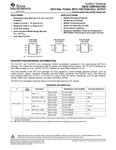 TLV7211, TLV7211A CMOS Comparators With Rail-to