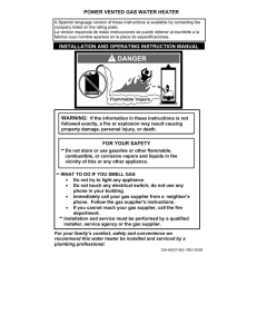 POWER VENTED GAS WATER HEATER INSTALLATION AND