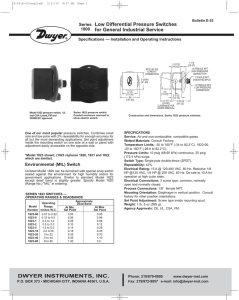 DWYER INSTRUMENTS, INC. Low Differential Pressure Switches