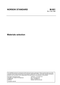 NORSOK STANDARD M-001 Materials selection