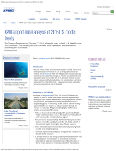 KPMG report: Initial analysis of 2016 U.S. model treaty | KPMG
