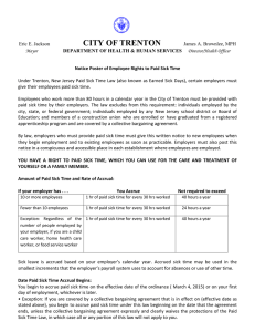 Trenton Notice Poster of Employee Rights to Paid