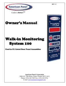 Owner`s Manual Walk-in Monitoring System 100