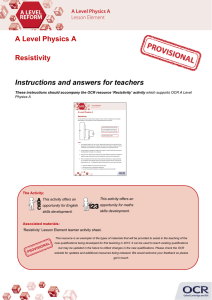 Resistivity Teacher Instructions