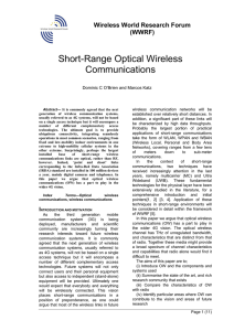 Short-Range Optical Wireless Communications