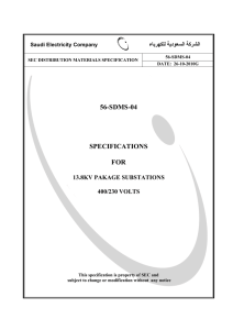 Specifications for 13.8kv Package Substations 400/230 Volts