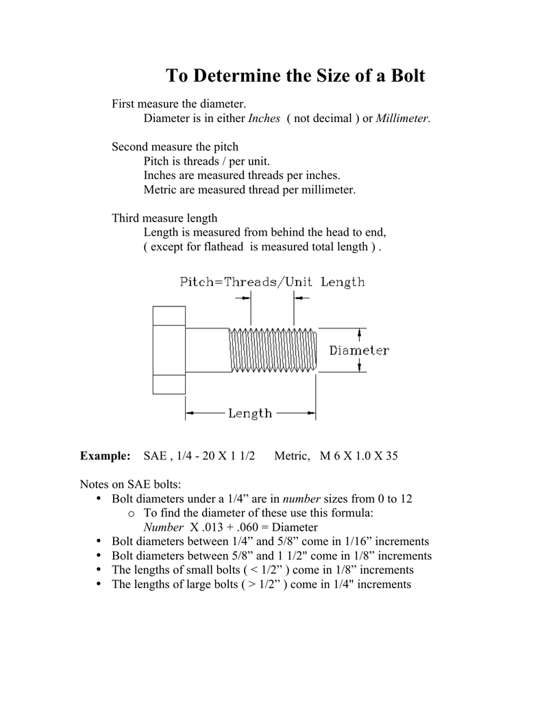 To Determine The Size Of A Bolt