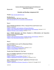 8.01 Schedule and Reading Assignments