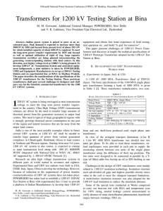 Transformers for 1200 kV Testing Station at Bina