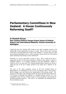 Parliamentary Committees in New Zealand: A House Continuously