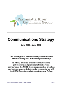 Communications Strategy - Parramatta River Catchment Group