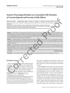 Sensory Processing Disorders are Associated with Duration of