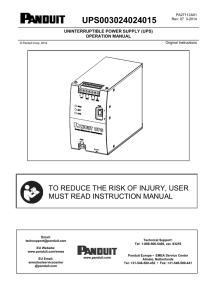 Uninterruptible Power Supply (UPS) Operation Manual