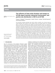 The influence of laser pulse duration and energy on ICP